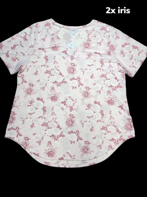 2xl LulaRoe Iris Top Pink Roses on Pink Fits 22/24