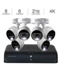 LOREX 4K UHD TD8712R8D6-E Security Surveillance 6 Camera 2TB 8-Channel Brand New
