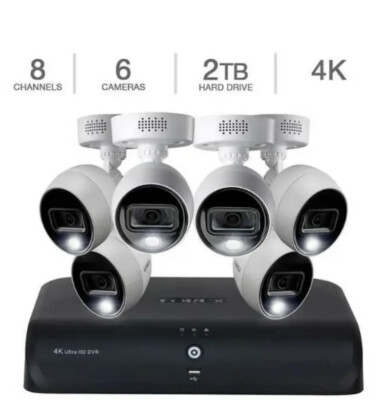 LOREX 4K UHD TD8712R8D6-E Security Surveillance 6 Camera 2TB 8-Channel Brand New
