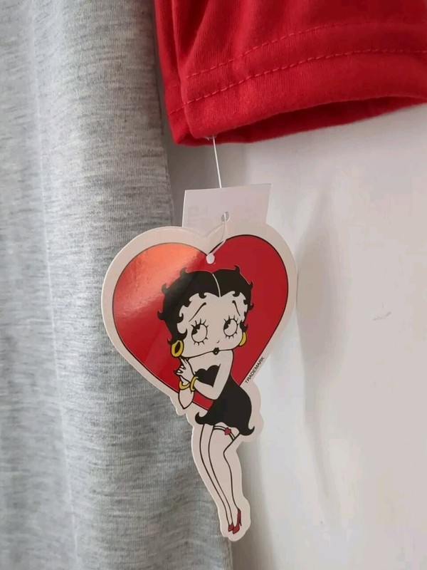 NWT Long Shirt BETTY BOOP Gray/Red Long SleeveThemed Knit Sz S 4-6 