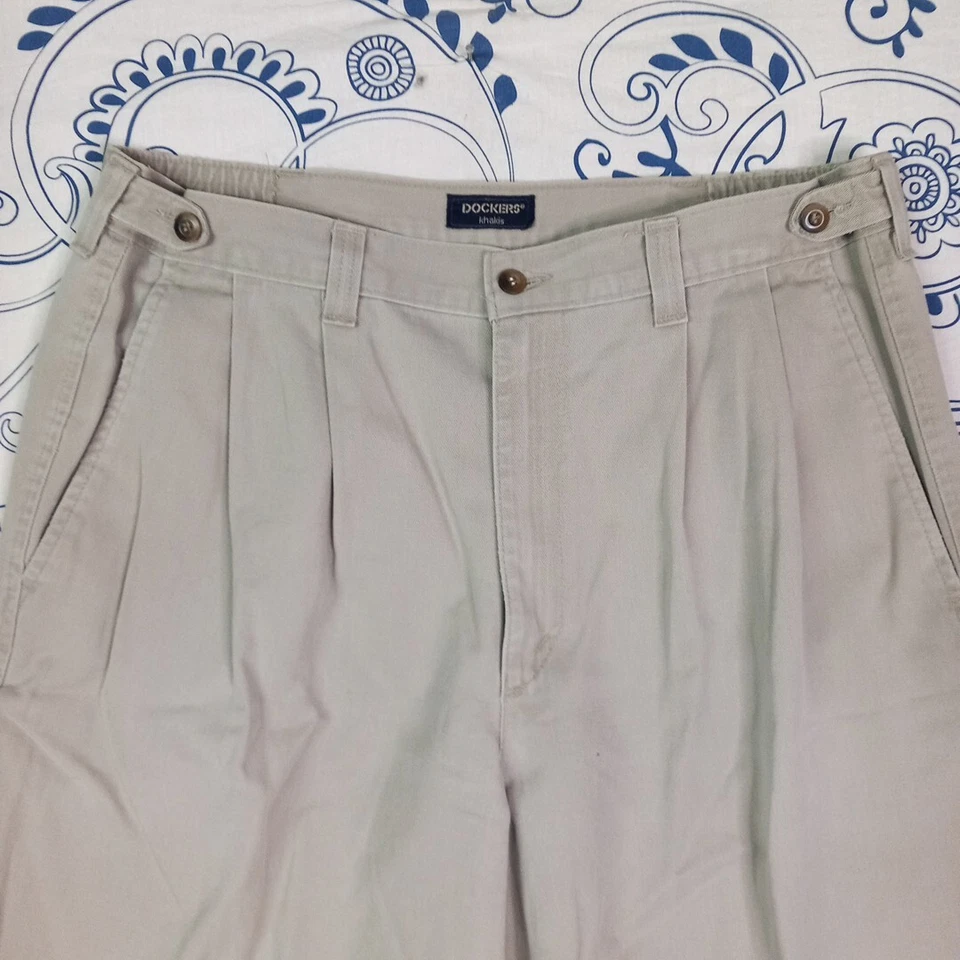 DOCKERS MADE IN USA VINTAGE PANTS 36X30 PANTALONI UOMO COTONE CON PENCE KHAKIS  - Imagen 2 de 4