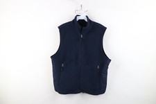 Vintage 90s Gap Mens Size Small Faded Blank Full Zip Fleece Vest Jacket Blue