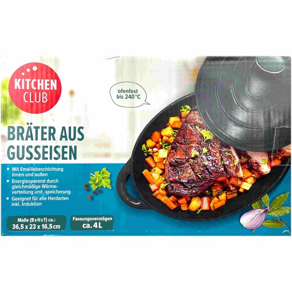 GusseisenbräTer GussbräTer BräTer Schmortopf 4 Liter Mit Deckel Alle Herdarten-image