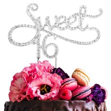Sweet 16 Cake Topper for 16 Years Birthday Or 16th Wedding Anniversary Crysta...