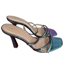 Carvela Mermaid Heel Sandals Shoes, 9 Eu 40 Blue Green, Strappy, Leather
