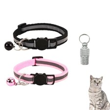 Lot de 2 colliers pour chat, anti-étranglement, réglables, avec 2 médailles d...