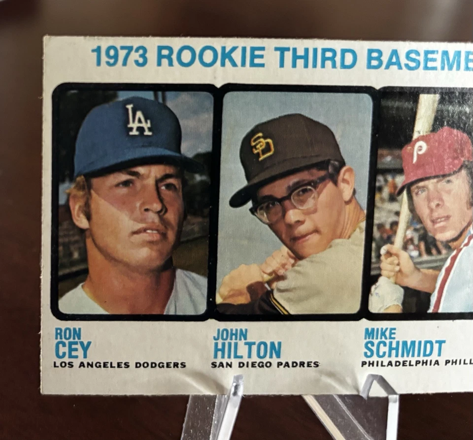 1973 年 Topps #615 - Mike Schmidt、Ron Cey、John Hilton 新秀卡名人堂 — 第 4/4 张图片