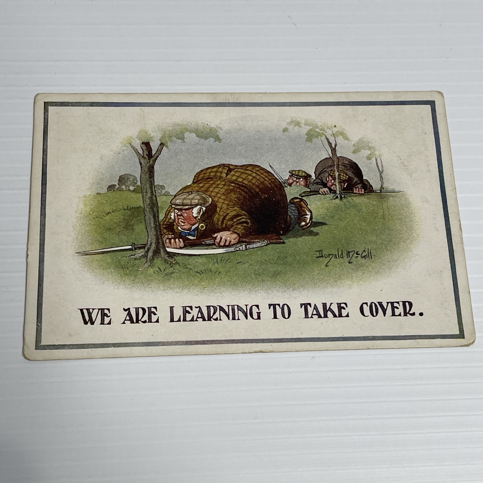 Vintage Postcard ‘We Are Learning To Take Cover’ NVR Series #135 Humour