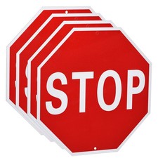 4pcs Stop Sign 18" x 18" Warning Reflective Aluminum Signs for Street Traffic