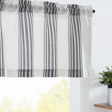 jinchan Striped Linen Valance Curtain 16 Inch Vertical Striped Valance for Kitch