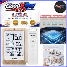 Wireless Indoor Outdoor Thermometer with Humidity Monitor Backlit Wood