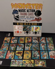 Vintage Monster 1970's Magic Action Trading Cards Vending Display Lot (MS)
