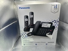 Panasonic Corded  Cordless Phone Answering Machine 2-in-1 Handsets KX-TGF852B