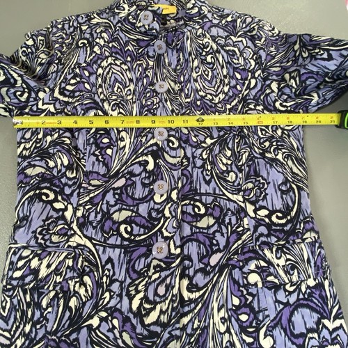 St John Womens Blazer Jacket Size M Purple Floral Paisley Buttons silk blend - Picture 9 of 15