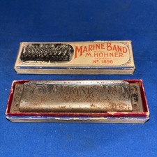 Vintage M. Hohner Marine Band Harmonica No. 1896 -Original Box- Estate Find