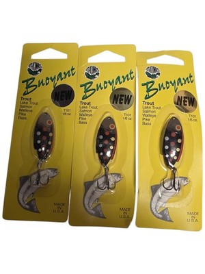 LOT OF 3- Thomas Buoyant Trout Spoon 1/6oz T101 BLACK Nickel NEW NOS Made in USA