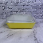 Vintage Pyrex Yellow 503-B Refrigerator Baking Dish w/Clear Ribbed Glass Lid USA