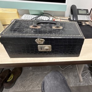 Black Cardboard 8 Track Tape Storage Box with Red Interior