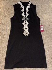 NWT Vince Camuto Black Dress with White Embellishments size 8 $138.00