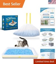 45 Count Self-Cleaning Cat Litter Box Liners - Thick Leak-Proof Design