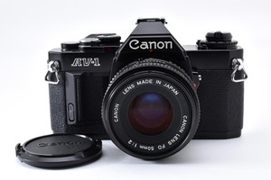 [Exc+5] Canon AV-1 Black 35mm SLR Film Camera / New FD 50mm f/2 Lens From JAPAN