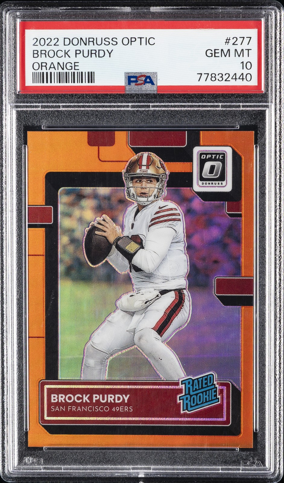 2022 PANINI DONRUSS OPTIC ORANGE #277 BROCK PURDY 20/199 PSA 10
