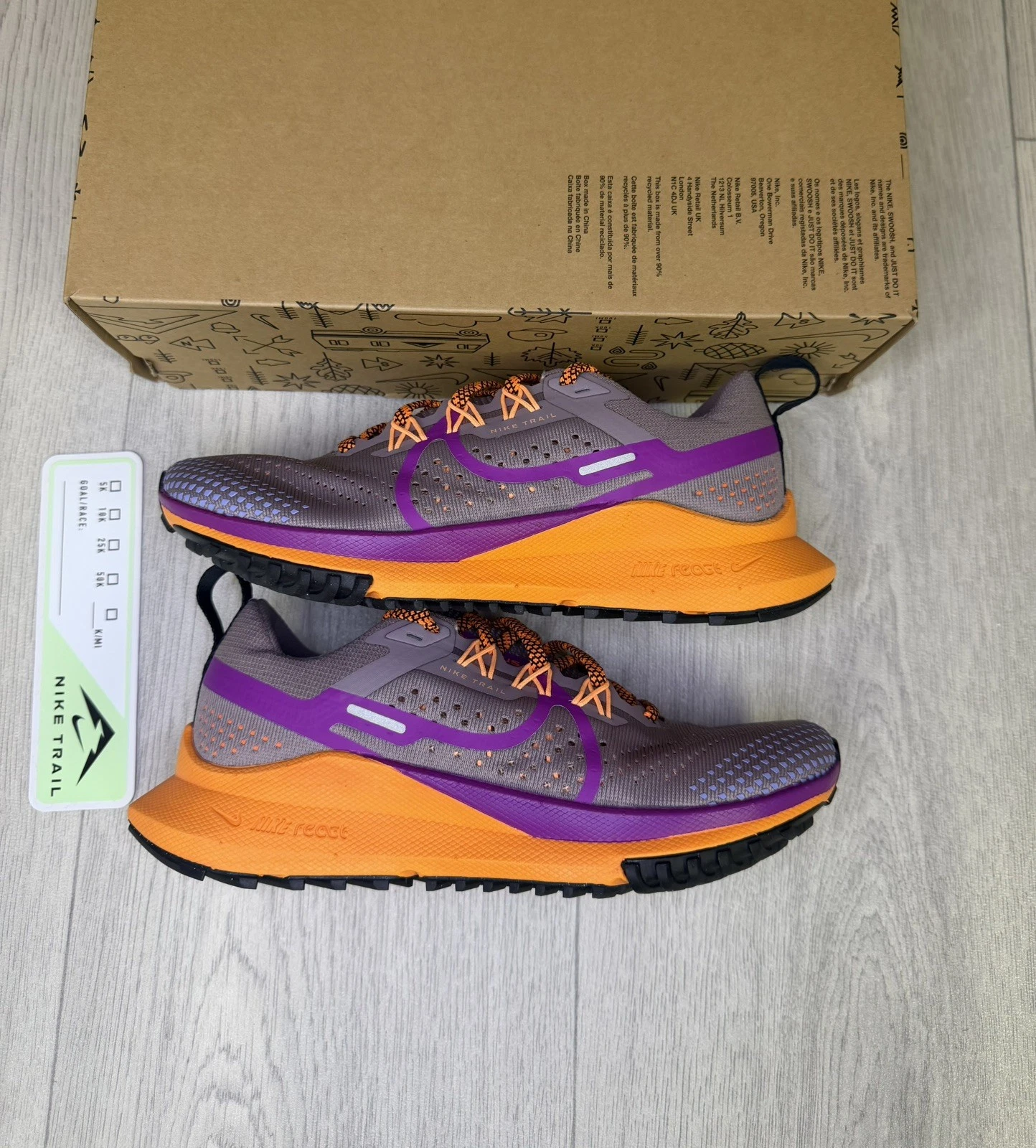 Size 2.5 - Nike React Pegasus Trail 4 Trainers Running Shoes DJ6159500