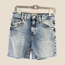 We The Free Free People Light Wash Denim Shorts Raw Hem Size 26 High Rise Blue