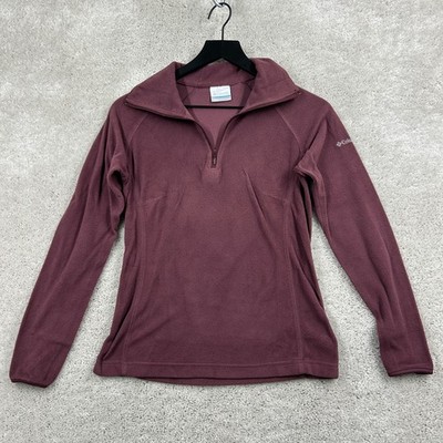Columbia Sweater Womens Size XS Burgundy Long Sleeve 1/4 Zip Fleece Performance