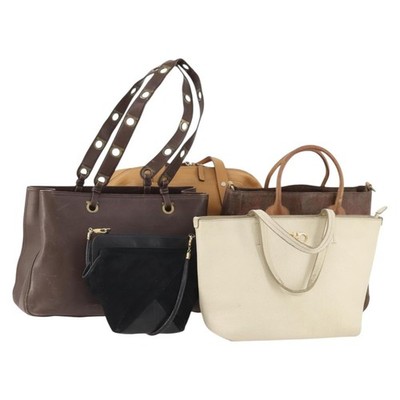 Salvatore Ferragamo Etro Loewe Bag PVC Suede Leather 5 Set Black Auth 155799