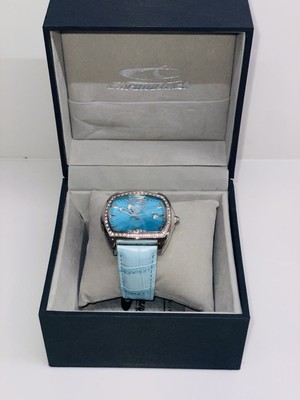 Chronotech CT21886501 Women s Watch   Aqua Blue Crystal Dial, Leather Strap, NIB