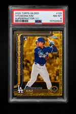Marketplace image: 2025 Topps Chrome Gilded  SuperFractor #129 Hyeseong Kim RC Rookie Dodgers 1/1🔥