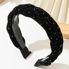 New boutique velvet rhinestone super soft headband black
