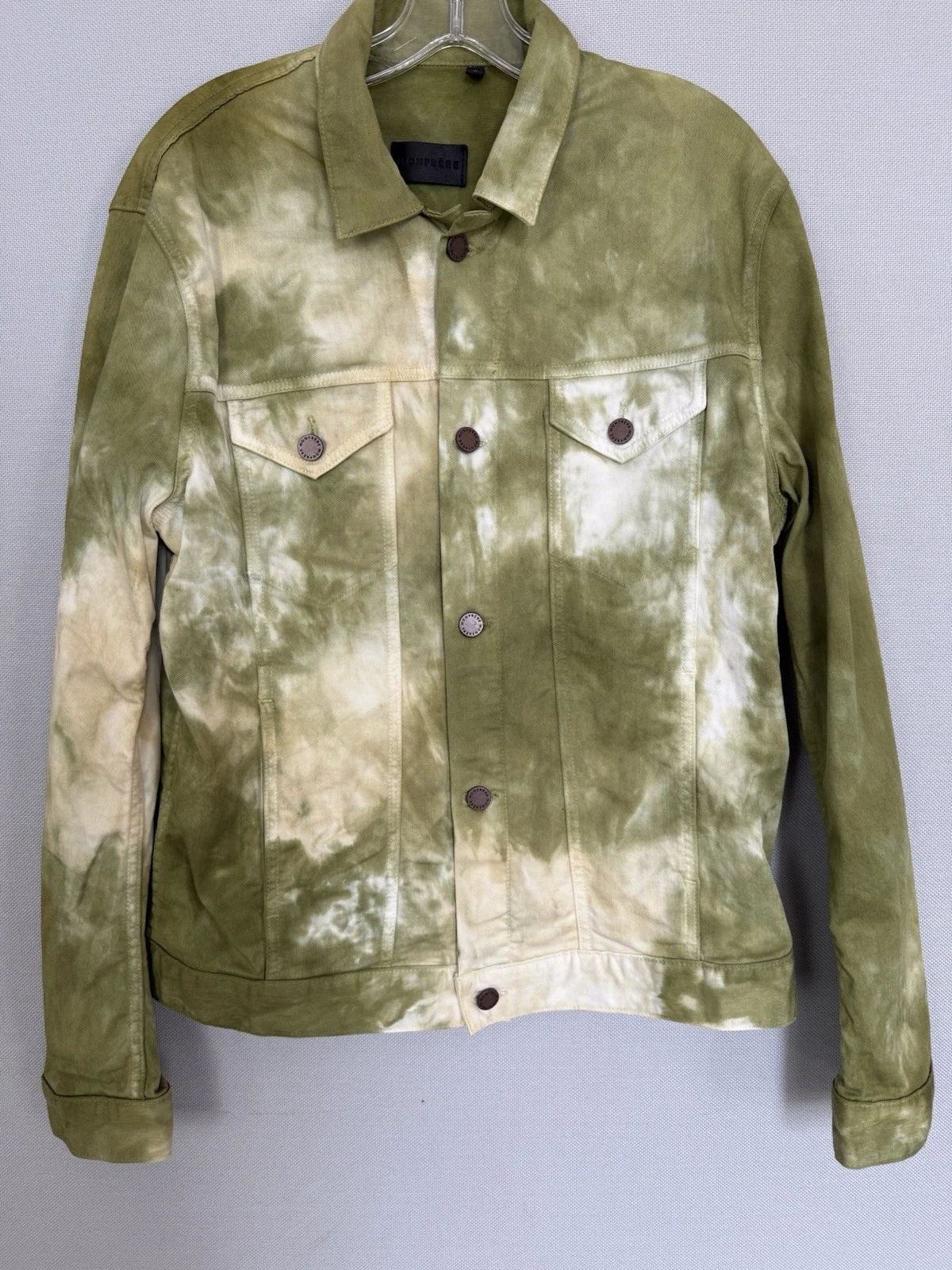 $398 Monfrere LARGE The Dean Button Trucker Jacket Rennais Green - product detail image 1