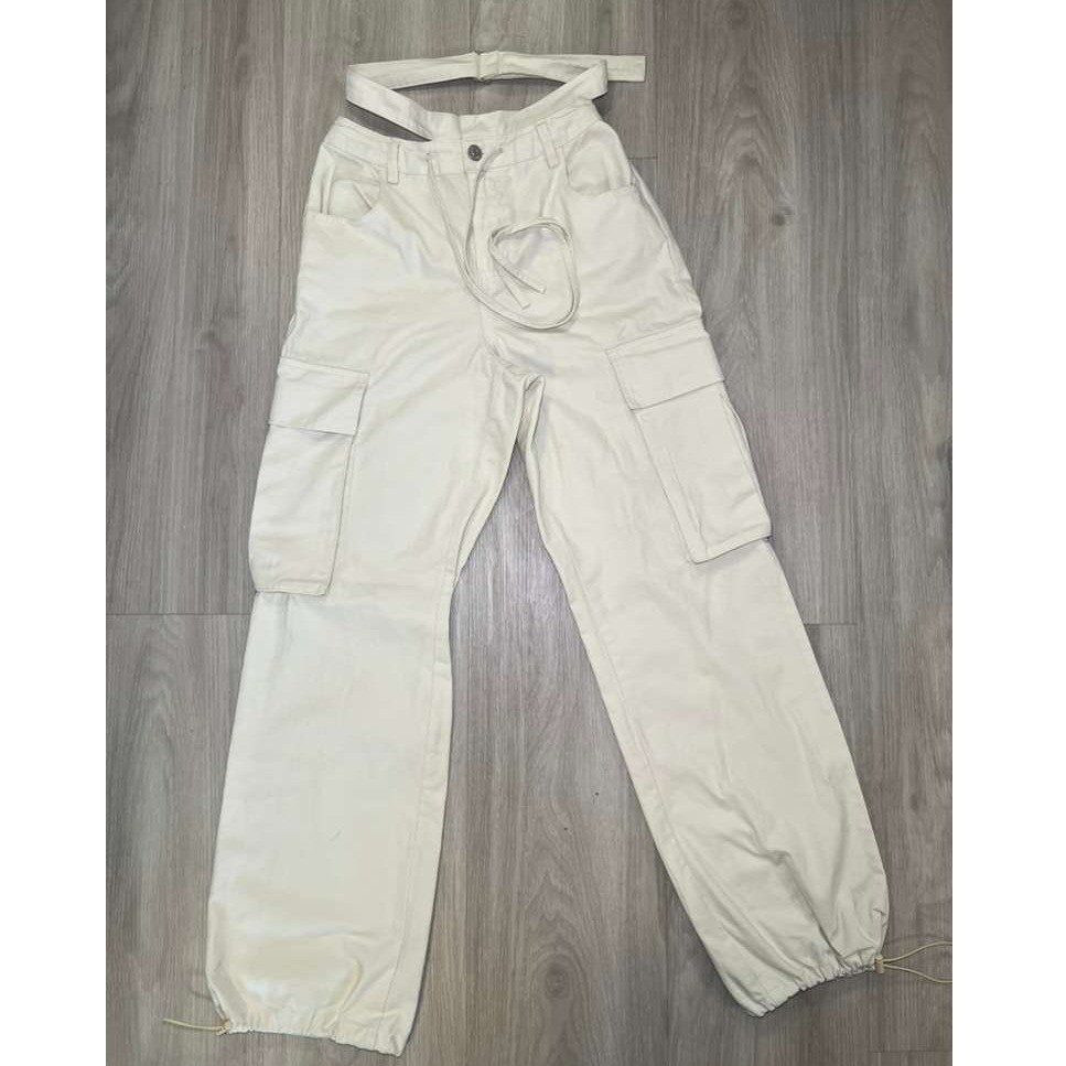 Womens Tie Waist Cutout High Rise