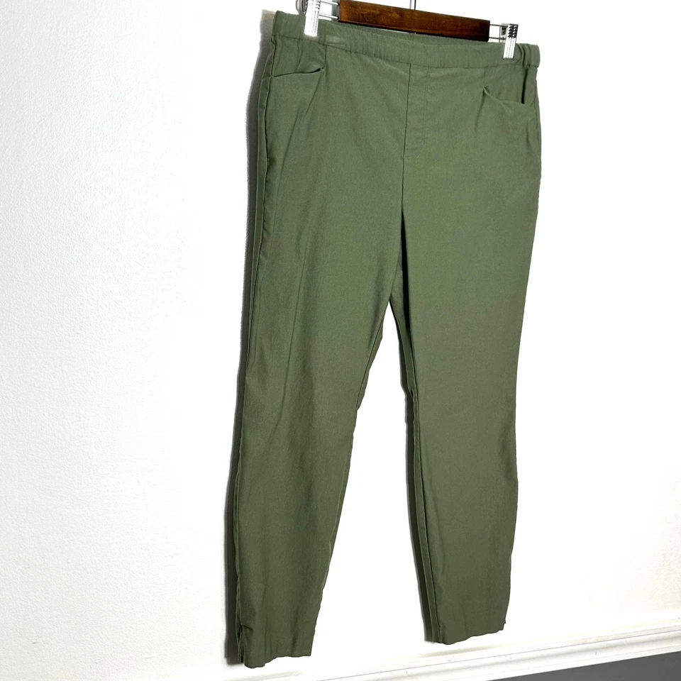 Брюки Susan Graver женские размер 16P оливково-зеленые без застежек эластичные карманы - Изображение 2 из 4