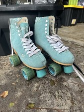 Candi Girl Roller Skates Womens 8 Sea Foam Blue Suede Quad In Box Rollerskates