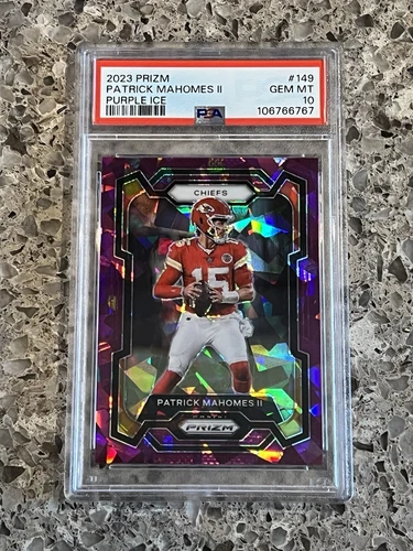 Patrick Mahomes 2023 Panini Prizm Purple Ice Prizm #’d/225 PSA 10 GEM MINT