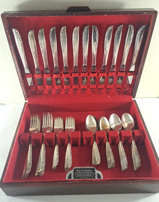 Vintage Rogers Oneida Brittany Rose Silverplate Set 12 Settings 59 Pieces W Case
