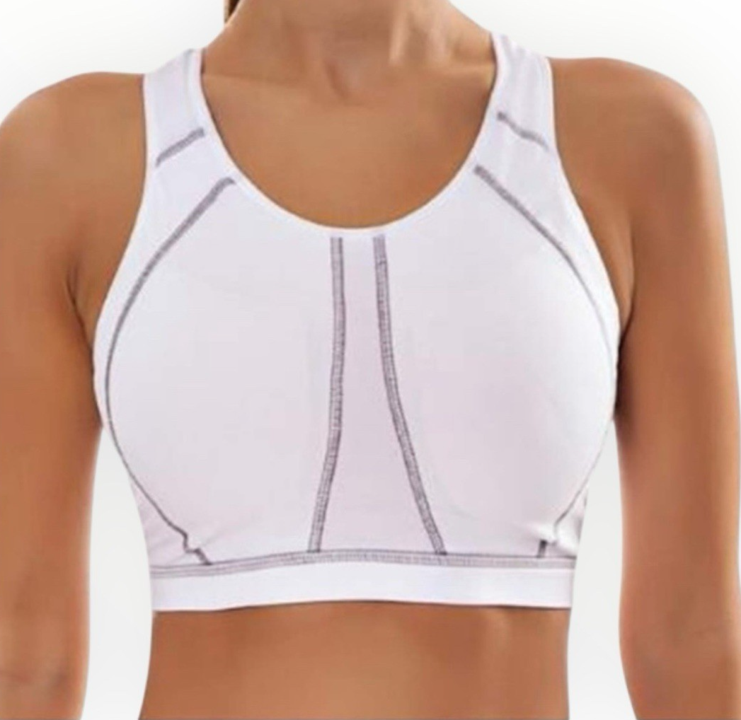 Syrokan Sports Bra Women's UK Size 38C High Impact Non-Wired Halter White