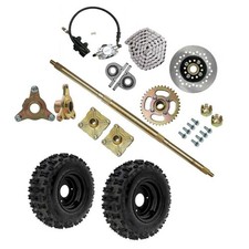 32" Rear Axle Kit 428 Sprocket 3 Stud Hub Brake 6" Wheels For E-Bike Quad Buggy