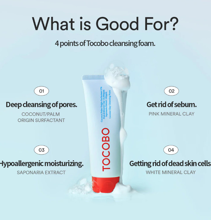 Tocobo Coconut Clay Cleansing Foam (150ml)  - Authentic & Trusted U.S. Seller