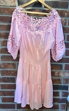 Gianni Bini Jason Off-The-Shoulder Smocked Dress Pink $109 MSRP lace Size XL