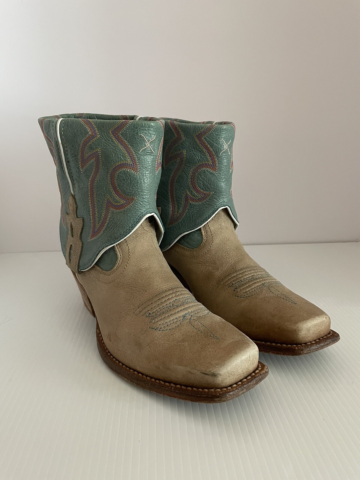 Twisted X Womens Wsoc002 Aqua \u0026 Tan 