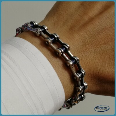 Bracciale Uomo In Acciaio Inox - Catena Oro E Argento, Regalo Elegante Per Compleanno O Natale - Foto 2