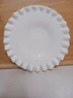 Vintage Milk Glass Pillar Candle Holder 6" Round Ruffled Edge Pre-Owned