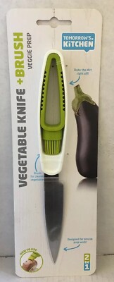 Tomorrows Kitchen 2 in 1 Vegetable Knife And Brush Green White