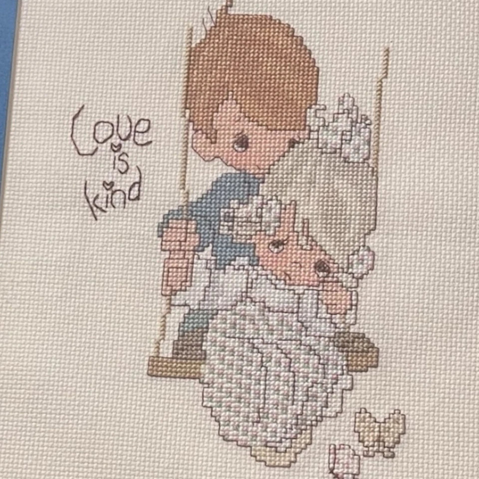 Винтажный набор для вышивки счетным крестом Precious Moments «LOVE IS KIND» 8 дюймов x 10 дюймов No131-40 - Изображение 3 из 3