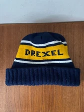 VINTAGE H. Wolf & Sons DREXEL UNIVERSITY BEANIE Winter Hat Made In USA Yellow