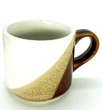 Vintage Coffee Mugs Stoneware Made In Japan Brown Beige Glazed Set of Six 1970's